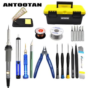 Electrical Soldering Iron Gray EU 220V 60W Adjustable Temperature Kit Welding Repair Tool Set with Tool Box 21pcs/lot
Electrical Soldering Iron Gray EU 220V 60W Adjustable Temperature Kit Welding Repair Tool Set with Tool Box 21pcs/lot
