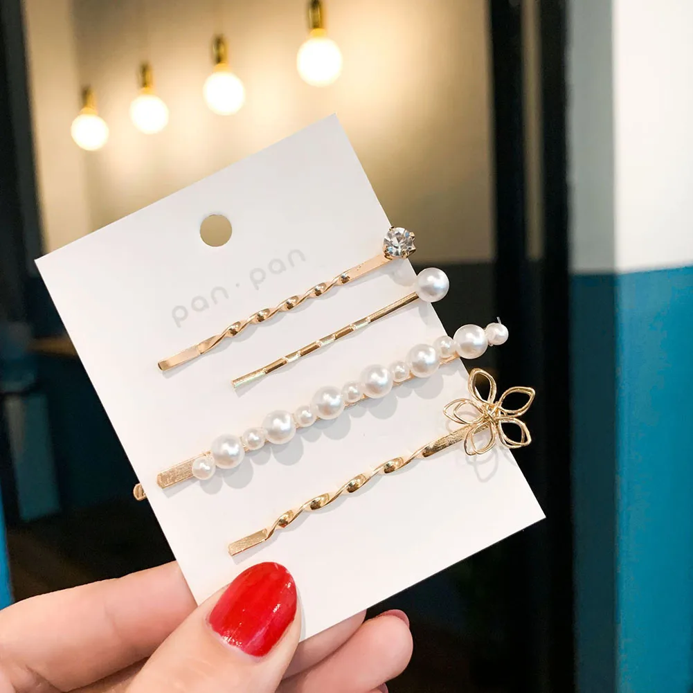 4PCS Hot Korea Chic Alloy Metal Hair Clips Pearls Hairpins Geometric Flower Barrett Women Hair Accessories Gold Color Hairgrip
4PCS Hot Korea Chic Alloy Metal Hair Clips Pearls Hairpins Geometric Flower Barrett Women Hair Accessories Gold Color Hairgrip