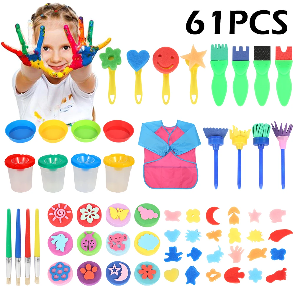 Hot Sale 61pcs Children DIY Flower Graffiti Sponge Paint Brushes Drawing Tools for Toddlers Early Learning Painting Arts Crafts
Hot Sale 61pcs Children DIY Flower Graffiti Sponge Paint Brushes Drawing Tools for Toddlers Early Learning Painting Arts Crafts