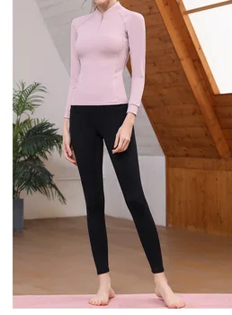 Autumn and winter new yoga suit women's long sleeve Sports Top quick drying T-shirt tight fitness clothes half zipper 
Autumn and winter new yoga suit women's long sleeve Sports Top quick drying T-shirt tight fitness clothes half zipper