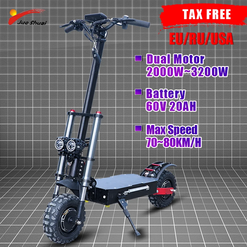 JS 80KM/H Powerful 3200W 11" Electric Scooter Off Road Foldable E Scooter with Samsung Battery Adult kick e scooter Skateboard
JS 80KM/H Powerful 3200W 11" Electric Scooter Off Road Foldable E Scooter with Samsung Battery Adult kick e scooter Skateboard