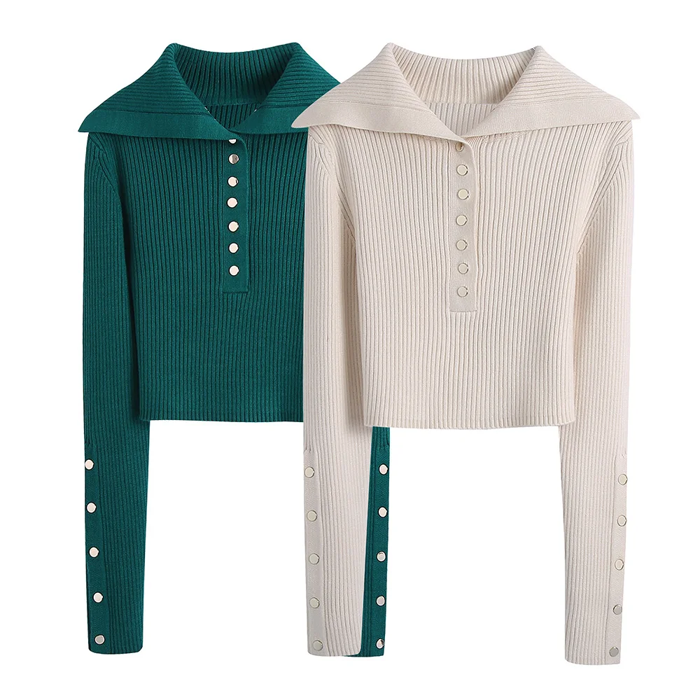 Sweaters Women 2021 Long Sleeve Polo Collar Ribbed Knitted Pullover Sweater With Button Street Style Slim Cropped Sweater Jumper
Sweaters Women 2021 Long Sleeve Polo Collar Ribbed Knitted Pullover Sweater With Button Street Style Slim Cropped Sweater Jumper