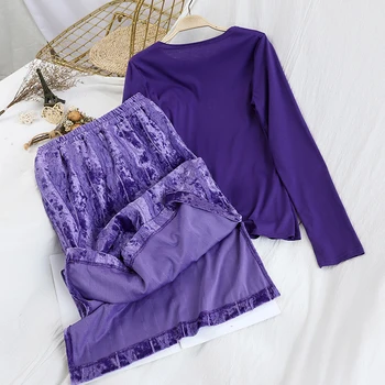 NiceMix Autumn Winter Women Suits Solid Color O-Neck T-shirt with Long Sleeves + high Elastic Waist Gold Velvet Skirt Female Set
NiceMix Autumn Winter Women Suits Solid Color O-Neck T-shirt with Long Sleeves + high Elastic Waist Gold Velvet Skirt Female Set