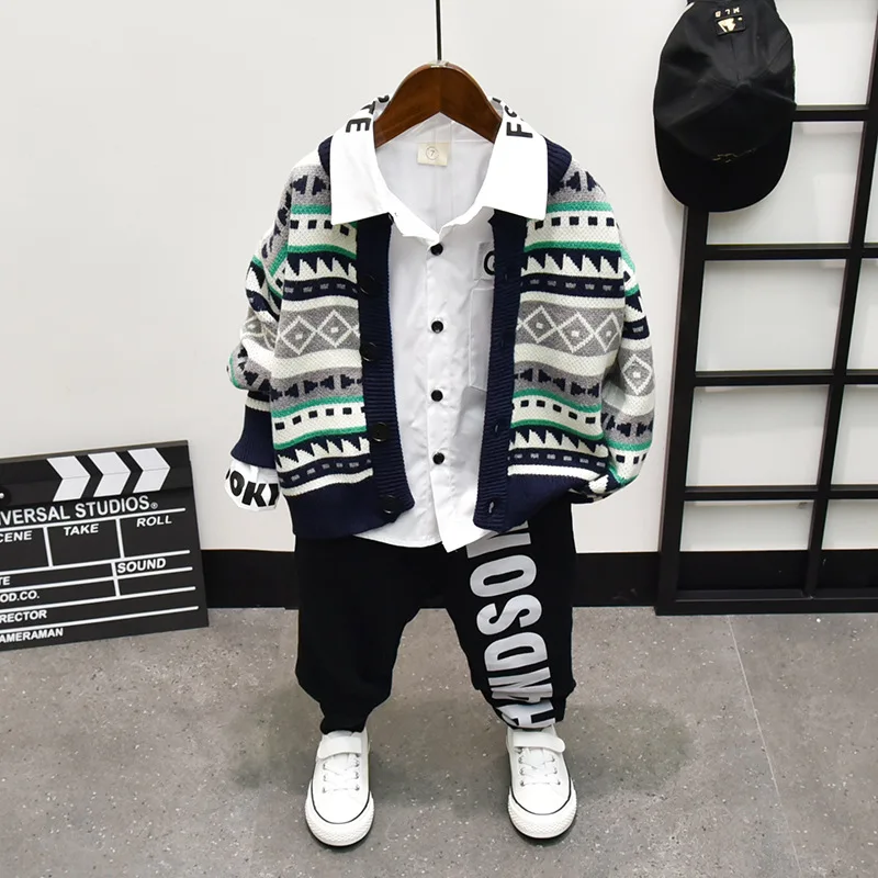 New Kids Clothes Boy Sets Knit Cardigan+ Shirt +Elastic Waist Pants Toddler Boys Clothes Spring Autumn Children's Sets
New Kids Clothes Boy Sets Knit Cardigan+ Shirt +Elastic Waist Pants Toddler Boys Clothes Spring Autumn Children's Sets