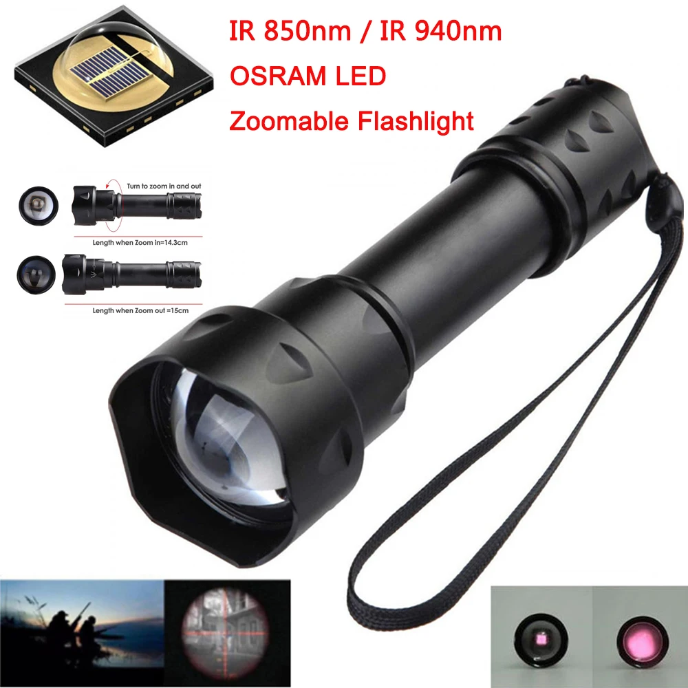 2020 New OSRAM LED T20 Outdoor Cree IR 850nm-940nm Night Vision Light Zoomable LED Hunting Ultra Flashlight
2020 New OSRAM LED T20 Outdoor Cree IR 850nm-940nm Night Vision Light Zoomable LED Hunting Ultra Flashlight