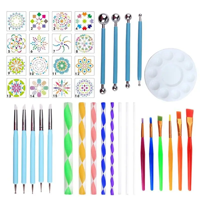 40pcs/set Mandala Dotting Pen Tools Set for DIY Painting Rock Stone with Stencils Template Brush Paint Tray
40pcs/set Mandala Dotting Pen Tools Set for DIY Painting Rock Stone with Stencils Template Brush Paint Tray