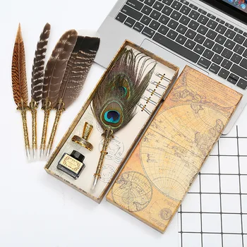 Vintage Feather Pen Student Calligraphy Writing dip Pens Metal nib Fountain Pen Gift Box Set Creative Color Quill birthday gifts
Vintage Feather Pen Student Calligraphy Writing dip Pens Metal nib Fountain Pen Gift Box Set Creative Color Quill birthday gifts