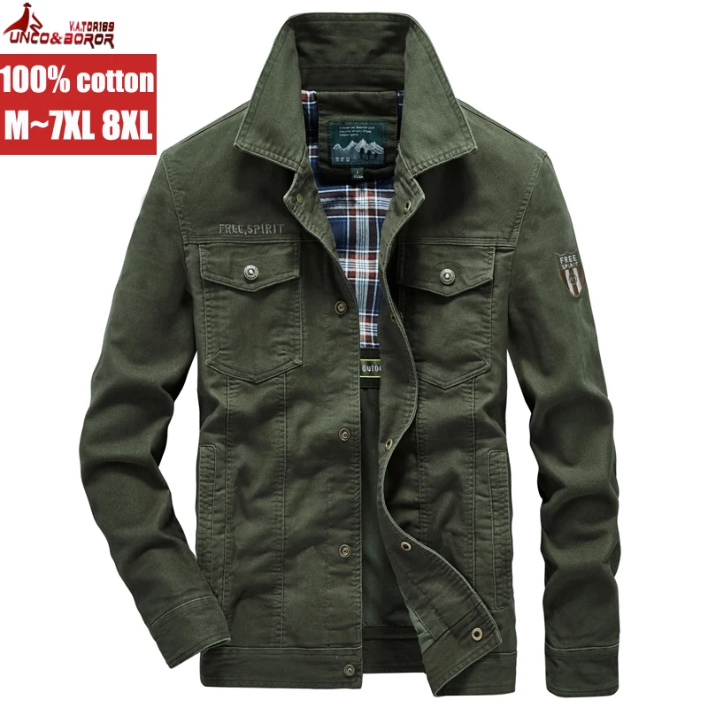 Куртка-бомбер мужская осенняя 100% хлопок большие размеры 6XL 7XL 8XL | Мужская одежда