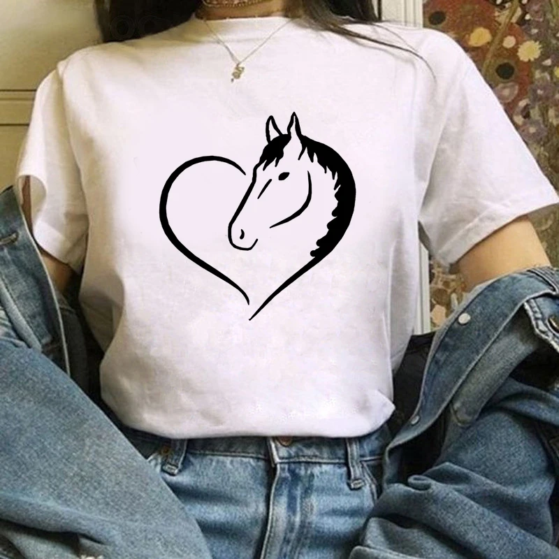 Horse Shape Heart Print Women Short Sleeve O Neck Loose Tshirt 2020 Summer Fashion Women Tee Shirt Tops
Horse Shape Heart Print Women Short Sleeve O Neck Loose Tshirt 2020 Summer Fashion Women Tee Shirt Tops