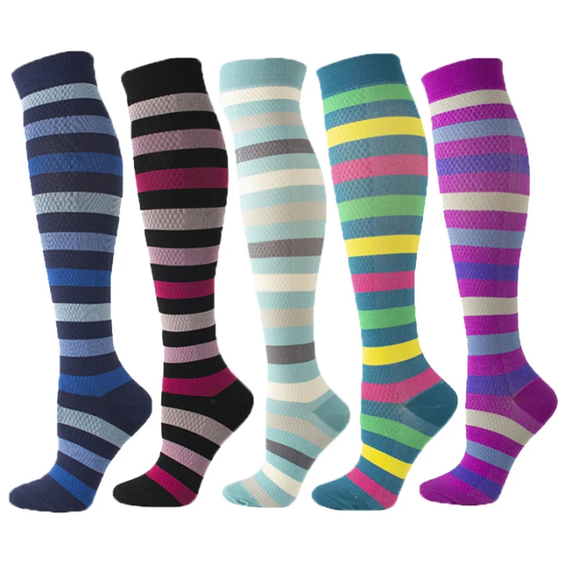 

Compression Socks Nylon Medical Nursing Stockings Stripe Golf Cycling Hiking Running Climbing Walking Socks For Men Women Socks