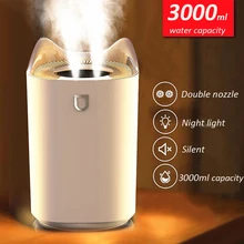 Home Air Humidifier 3000ML Double Nozzle Cool Mist Aroma Diffuser with Coloful LED light Heavy fog Ultrasonic USB Humidificador
Home Air Humidifier 3000ML Double Nozzle Cool Mist Aroma Diffuser with Coloful LED light Heavy fog Ultrasonic USB Humidificador