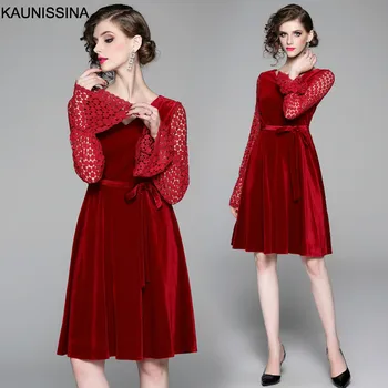 KAUNISSINA Beautiful A Line Evening Dress Lace Velvet Patchwork Red Short Prom Dress Long Sleeve Short Evening Gowns Vestidos
KAUNISSINA Beautiful A Line Evening Dress Lace Velvet Patchwork Red Short Prom Dress Long Sleeve Short Evening Gowns Vestidos