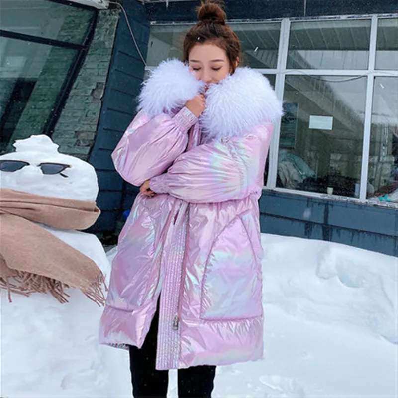 New style shiny down jacket women winter mid-length 90% white duck down thickened larde fur collar casual white clothes
New style shiny down jacket women winter mid-length 90% white duck down thickened larde fur collar casual white clothes