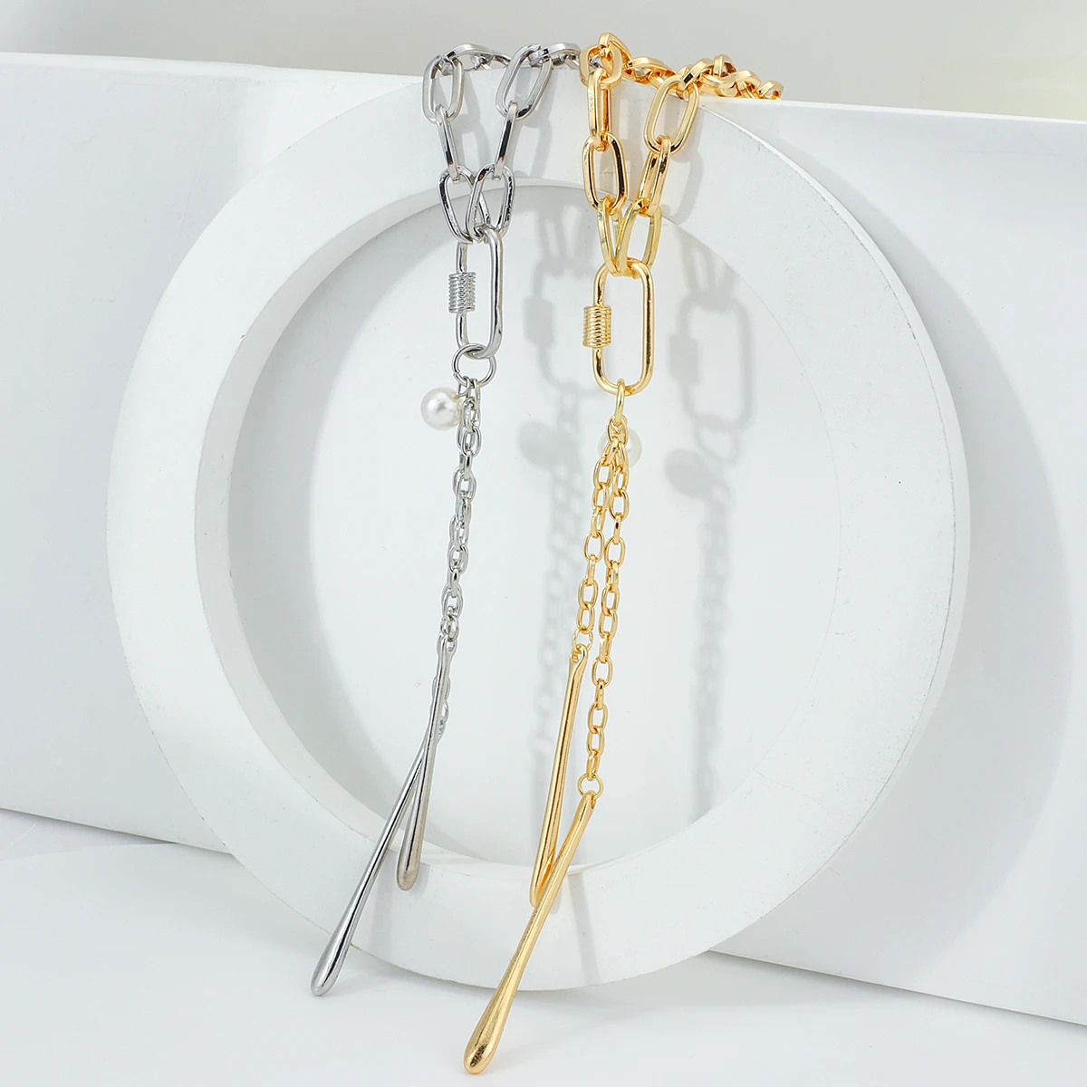 Flashbuy Gold Color Chain Necklace for Women New Design Pearl Metal Long Chain Geometric Pendant Necklace Statement Jewelry Flashbuy Gold Color Chain Necklace for Women New Design Pearl Metal Long Chain Geometric Pendant Necklace Statement Jewelry