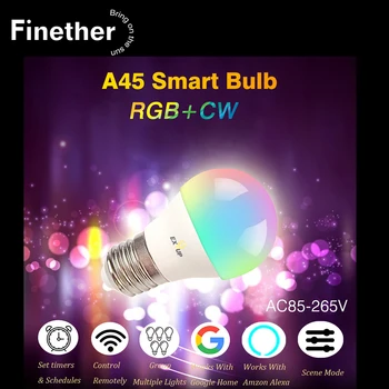 Finether A45 Smart Light Bulb Voice Control Amazon Alexa Google HOME TmallGenie Remote Control Colorful Light LED Bulbs E27
Finether A45 Smart Light Bulb Voice Control Amazon Alexa Google HOME TmallGenie Remote Control Colorful Light LED Bulbs E27