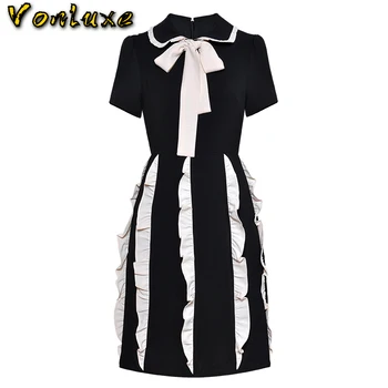 Sweet Elegant Cotton Shirt Women Short Sleeve Bow Tie Collar Ruffles Runway Designer Summer Girls Knee Length Dress
Sweet Elegant Cotton Shirt Women Short Sleeve Bow Tie Collar Ruffles Runway Designer Summer Girls Knee Length Dress