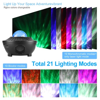 Galaxy Starry Night Lamp LED Star Projector Colorful Light Ocean Wave 21 Colors with Music Bluetooth Remote Control Kids Gifts
Galaxy Starry Night Lamp LED Star Projector Colorful Light Ocean Wave 21 Colors with Music Bluetooth Remote Control Kids Gifts