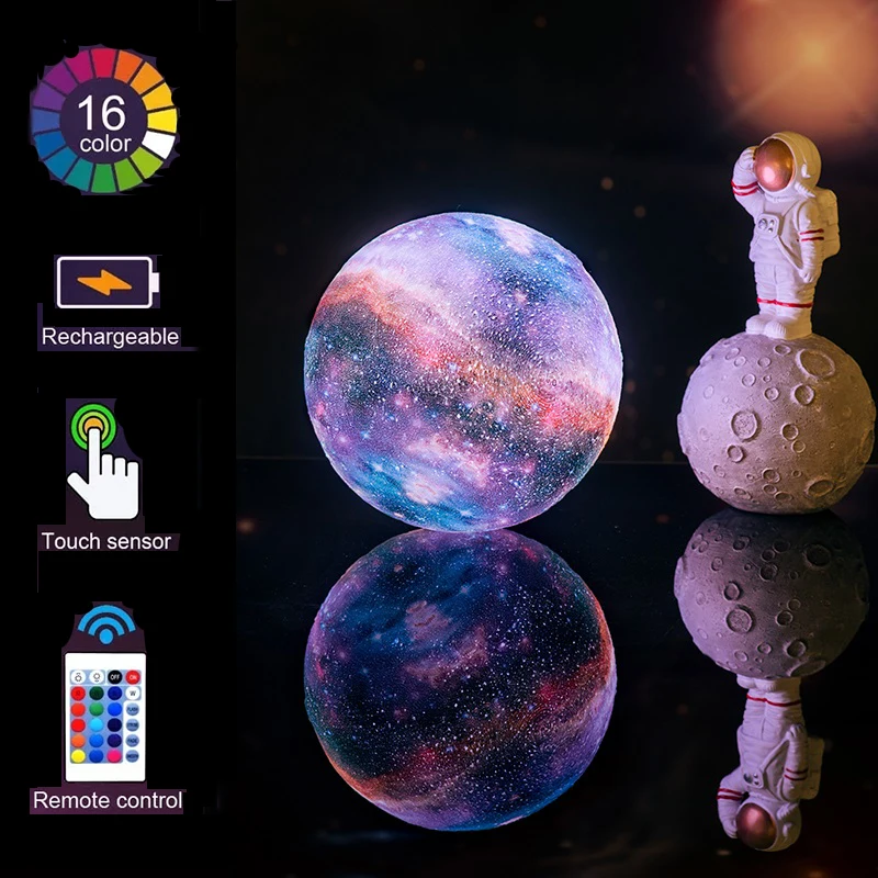 LED Night Light 3D Print Star Moon Lamp USB 16 Color Change Touch and Remote Control Galaxy Light Moon Lamp Children's Lights
LED Night Light 3D Print Star Moon Lamp USB 16 Color Change Touch and Remote Control Galaxy Light Moon Lamp Children's Lights