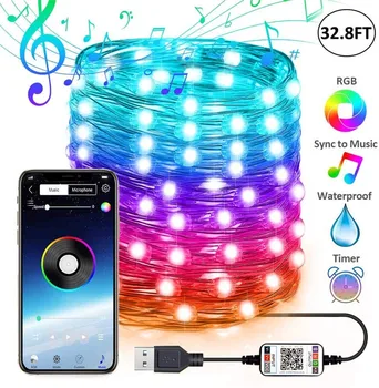 Programmable Christmas Smart Lights Bluetooth Copper Wire Music RGB Light String with APP Control USB Plug Curtain Decorations
Programmable Christmas Smart Lights Bluetooth Copper Wire Music RGB Light String with APP Control USB Plug Curtain Decorations