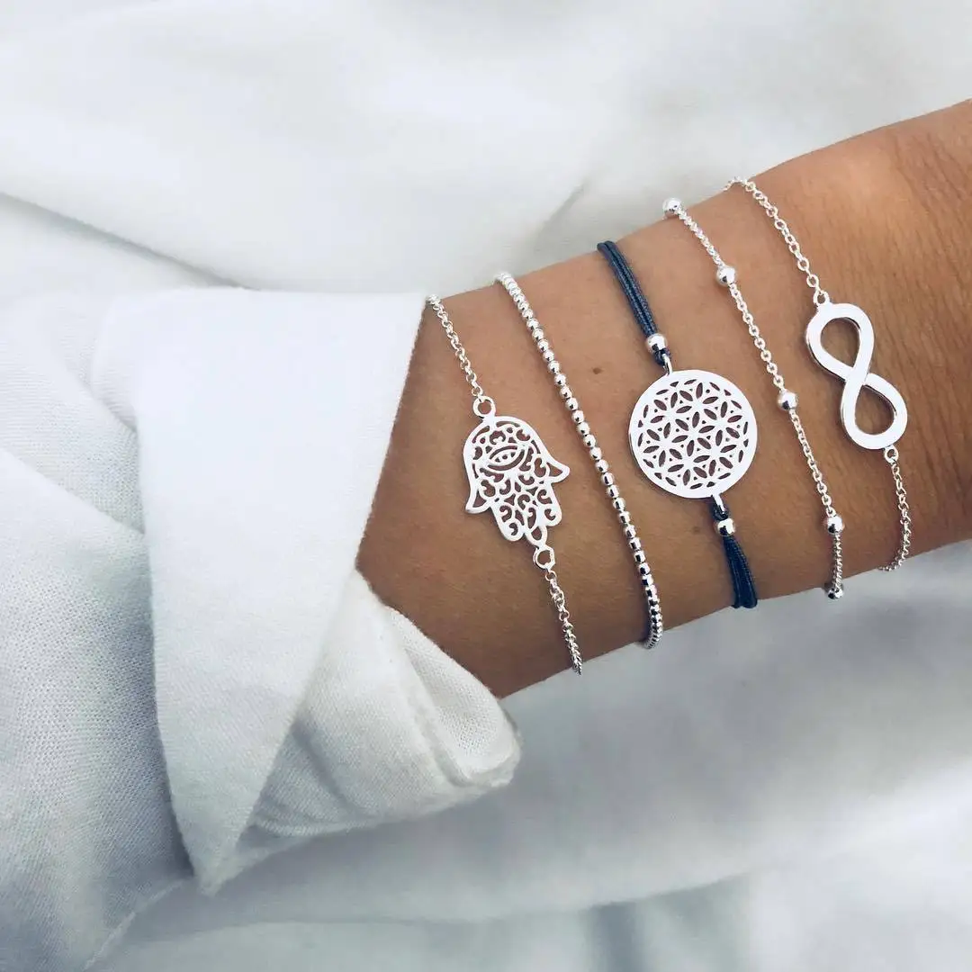 Boho flower Heart Shell Star Map Bead chain Bracelet with alloy for Women silver chain link bracelets Party Jewelry Accessories
Boho flower Heart Shell Star Map Bead chain Bracelet with alloy for Women silver chain link bracelets Party Jewelry Accessories