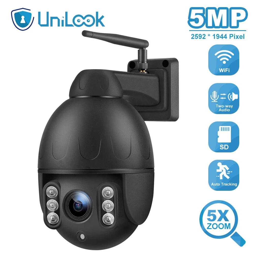 UniLook 5MP Dome PTZ Wireless Camera Outdoor 5X Zoom Two Way Audio Motion Detection Onvif Wifi PTZ Camera P2P View CamHi
UniLook 5MP Dome PTZ Wireless Camera Outdoor 5X Zoom Two Way Audio Motion Detection Onvif Wifi PTZ Camera P2P View CamHi
