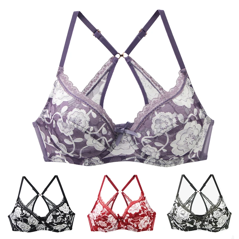 

2022 New Sexy Bras Women Floral Underwire Bralette Ladies Big BCDE Cup Underwear Intimates Plus Size Female Lingerie