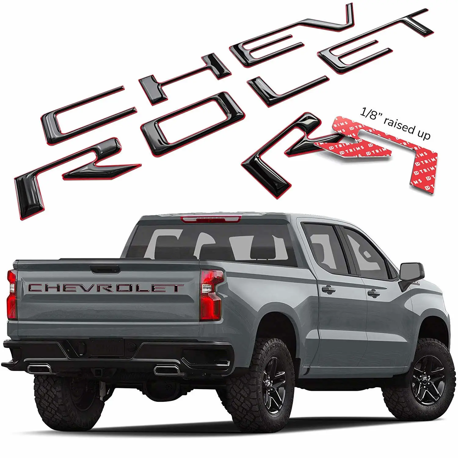Tailgate 3D Domed Raised Letters Compatible with 2019 2020 Silverado Models (Black with Red Outline)
Tailgate 3D Domed Raised Letters Compatible with 2019 2020 Silverado Models (Black with Red Outline)