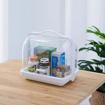Makeup Organizer Modern Waterproof Dustproof Cosmetic Display Boxes Case Food Drug Organization with Handle on Countertop
Makeup Organizer Modern Waterproof Dustproof Cosmetic Display Boxes Case Food Drug Organization with Handle on Countertop