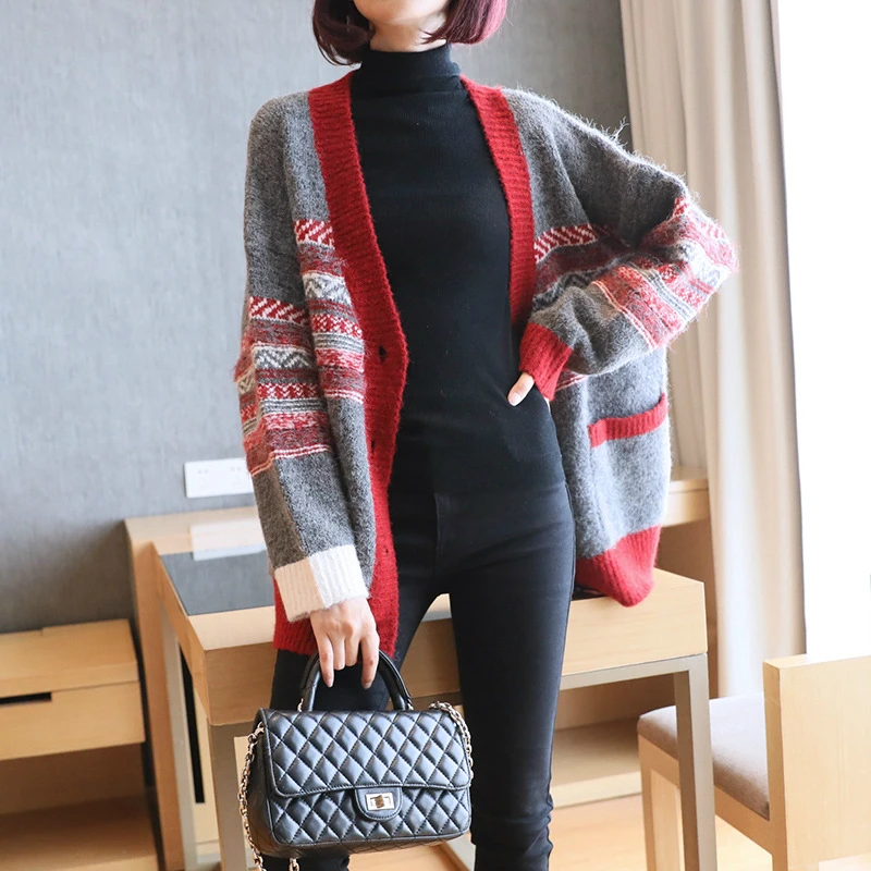 2020 Autumn Winter Women Sweater Cardigans Oversize Contrast Knit Cardigans Ladies Outwear Korean Chic Tops Suete Mujer Poncho
2020 Autumn Winter Women Sweater Cardigans Oversize Contrast Knit Cardigans Ladies Outwear Korean Chic Tops Suete Mujer Poncho