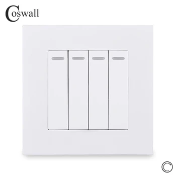 Coswall Simple Style PC Panel 4 Gang 1 Way Reset Switch Pulse Switch Momentary Contact Switch Push Button Wall Light Switch 16A
Coswall Simple Style PC Panel 4 Gang 1 Way Reset Switch Pulse Switch Momentary Contact Switch Push Button Wall Light Switch 16A