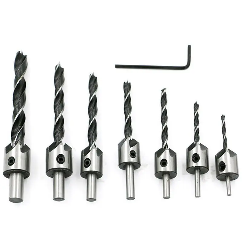 7pcs Countersink Drill Bits Set Screw Woodworking Chamfer Tool carpenter reamer core drill 3-10mm
7pcs Countersink Drill Bits Set Screw Woodworking Chamfer Tool carpenter reamer core drill 3-10mm