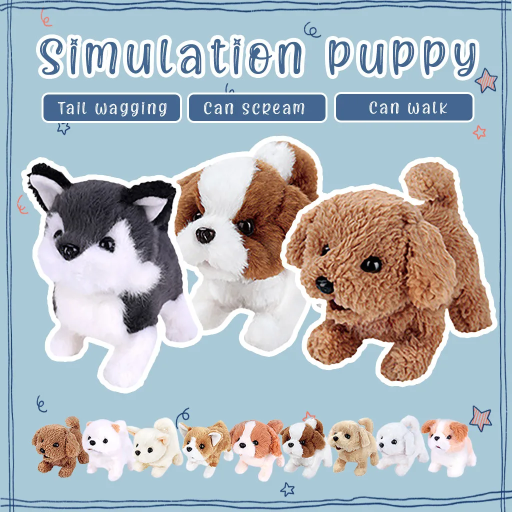 realistic teddy dog lucky Electronic Pet Dog Electric Simulation Children's Toy Will Bark And Walk Puppy plush Stuffed toys | Игрушки и