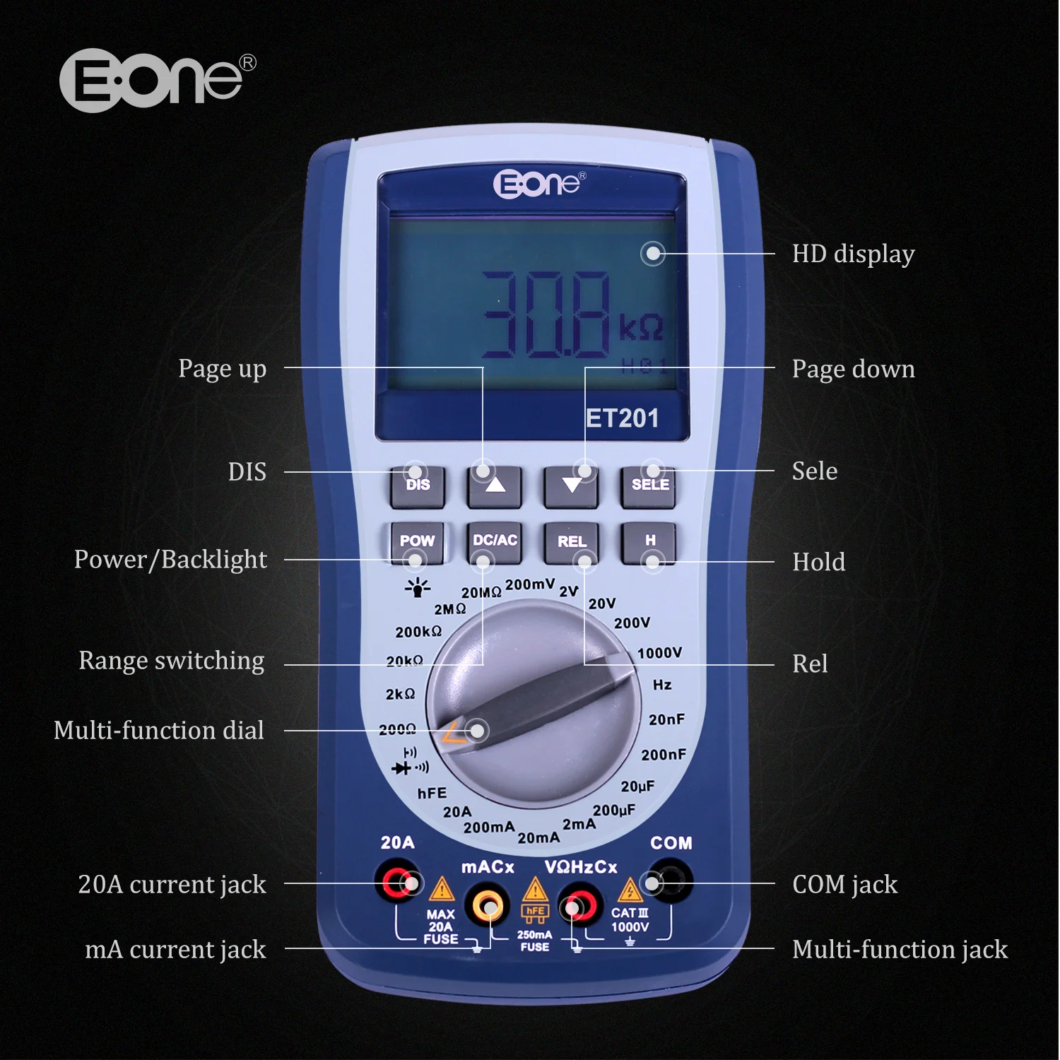 Eone ET201 2 in 1 Digital Intelligent Handheld Storage Oscilloscope Multimeter AC/DC Voltage Current Resistance Frequency
Eone ET201 2 in 1 Digital Intelligent Handheld Storage Oscilloscope Multimeter AC/DC Voltage Current Resistance Frequency