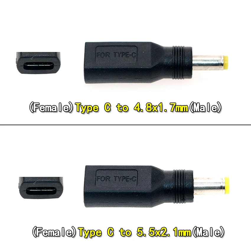 USB 3.1 Type C USB-C Female to 4.8x1.7mm 5.5x2.1mm Male DC Power Charge Charging Adapter Connector
USB 3.1 Type C USB-C Female to 4.8x1.7mm 5.5x2.1mm Male DC Power Charge Charging Adapter Connector