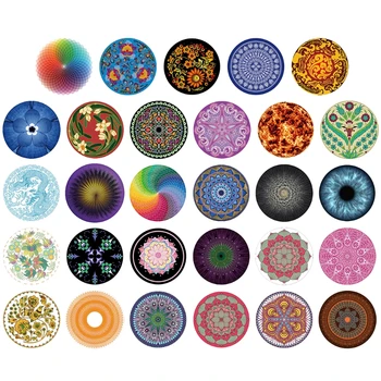 Mouse Pad, Round Mouse Mat, Small Circular Mousepad with Designs, Non-Slip Rubber Print Mouse Pad with Stitched Edges for Office