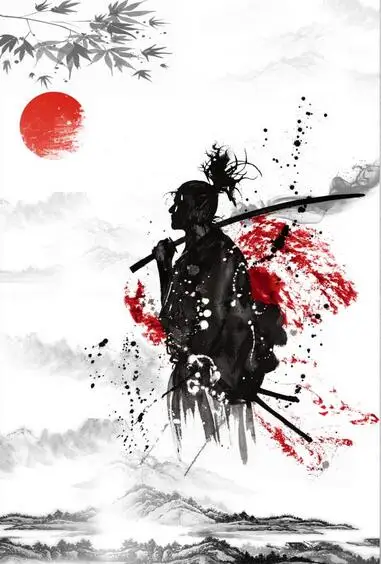 Самурай ЯПОНСКИЙ Katana Warrior Шелковый плакат с художественным принтом домашний