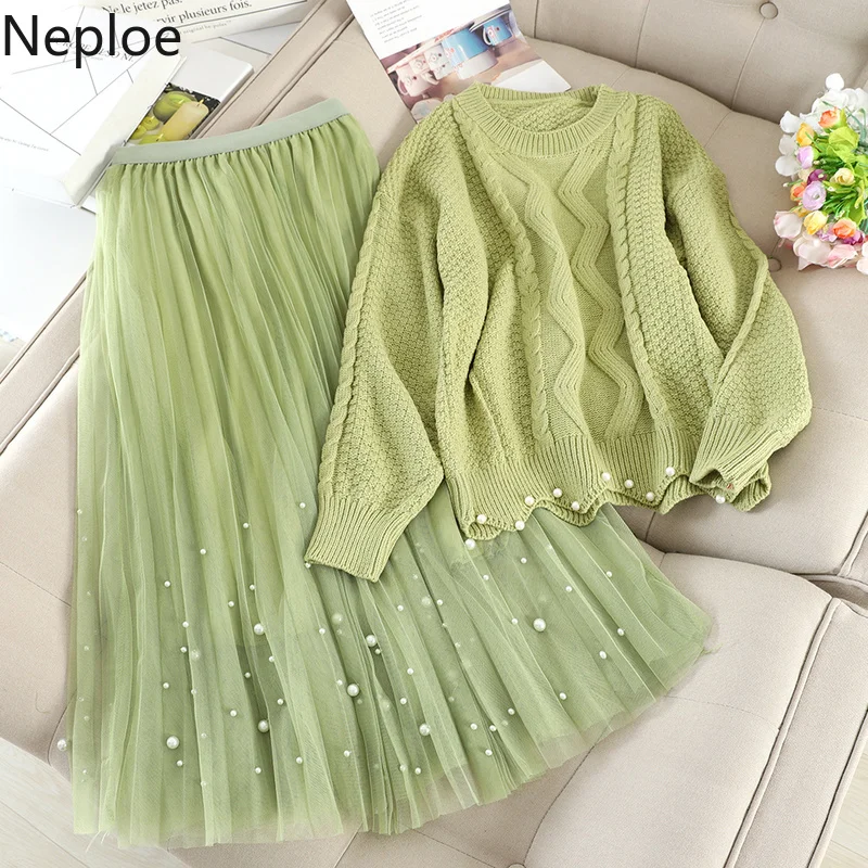Neploe Autumn New Crazy Style Loose Beading Lingge Knit Sweater + High Waist Lace Pleated Skirt Autumn Elegant 2 Pcs Women Set
Neploe Autumn New Crazy Style Loose Beading Lingge Knit Sweater + High Waist Lace Pleated Skirt Autumn Elegant 2 Pcs Women Set