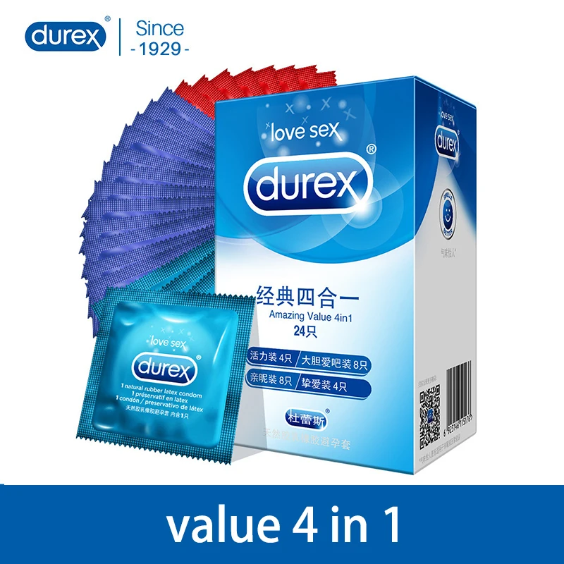 Durex 24 шт. Для мужчин кольцо для пениса презервативы из натурального латекса