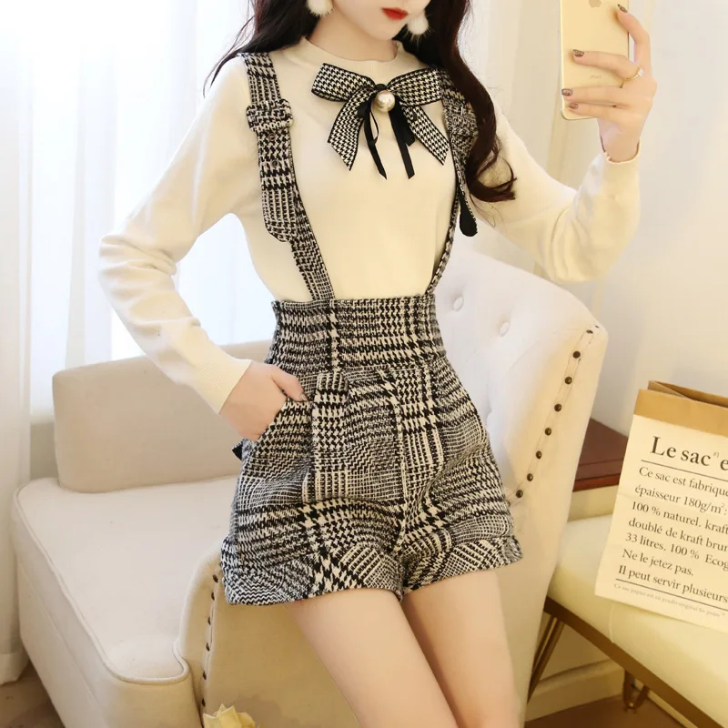 4-Code All Together! Sweater + Thousands of Birds Woolen Plaid Suspender Pants Two-Piece Set
4-Code All Together! Sweater + Thousands of Birds Woolen Plaid Suspender Pants Two-Piece Set