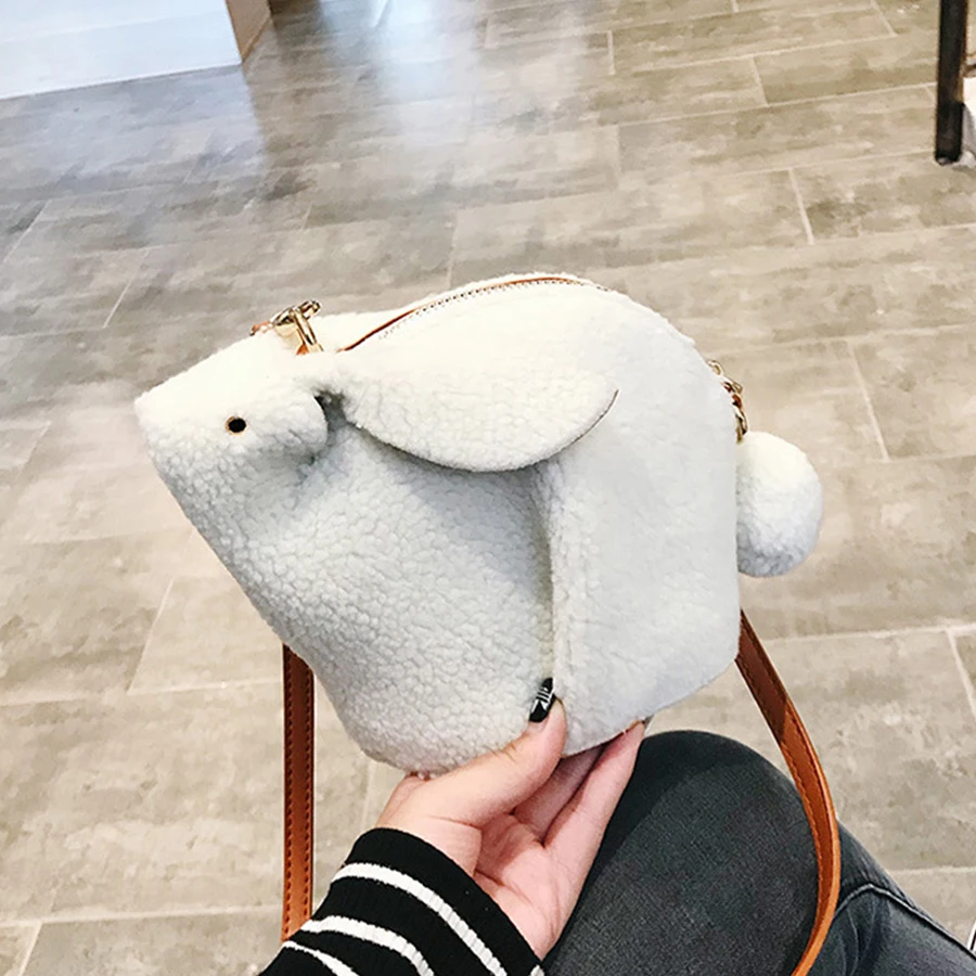 Cute Lambswool Rabbit Design Women Crossbody Bag Animal Bunny Shaped Shoulder Bags for Women 2020 Fashion Cartoon Purse Girls 
Cute Lambswool Rabbit Design Women Crossbody Bag Animal Bunny Shaped Shoulder Bags for Women 2020 Fashion Cartoon Purse Girls