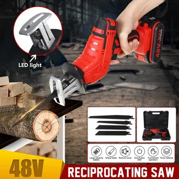 New 48V Cordless Reciprocating Saw Electric Saw +4 Saw blades Metal Cutting Wood Tool Woodworking Cutters With 1/2 Battery
New 48V Cordless Reciprocating Saw Electric Saw +4 Saw blades Metal Cutting Wood Tool Woodworking Cutters With 1/2 Battery
