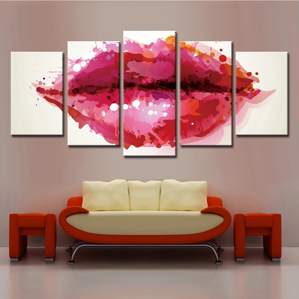 

No Framed Canvas 5Pcs Abstract Lips Cuadros Wall Art Posters Prints Pictures Home Decor Accessories For Living Room Paintings