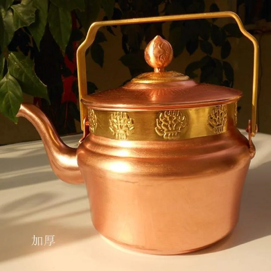 Толстый чайник из чистой меди, чайник для воды Lotus с ручкой крышки, высококлассный подарок
Толстый чайник из чистой меди, чайник для воды Lotus с ручкой крышки, высококлассный подарок