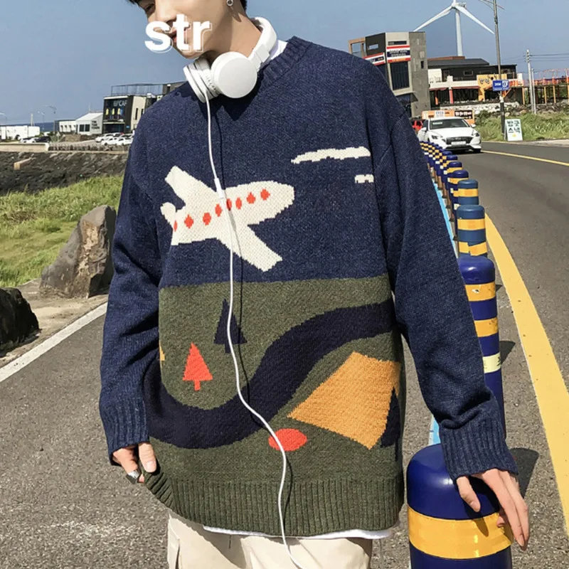 ZAZOMDE Round Neck Pullover Men's Winter Sweater Printed Oversized Hip Hop Sweaters Men's Wool Blouses Sweater Blue and Black 
ZAZOMDE Round Neck Pullover Men's Winter Sweater Printed Oversized Hip Hop Sweaters Men's Wool Blouses Sweater Blue and Black