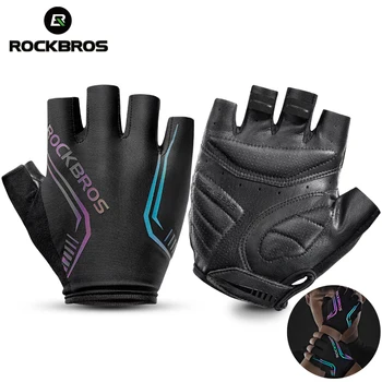 Explore o Conforto e Desempenho com as Luvas de Ciclismo Meio Dedo 8 ROCKBROS Cycling Gloves Half Finger Summer Men Women MTB Road Bike Gloves Shockproof Breathable Bicycle Cycling Equipment