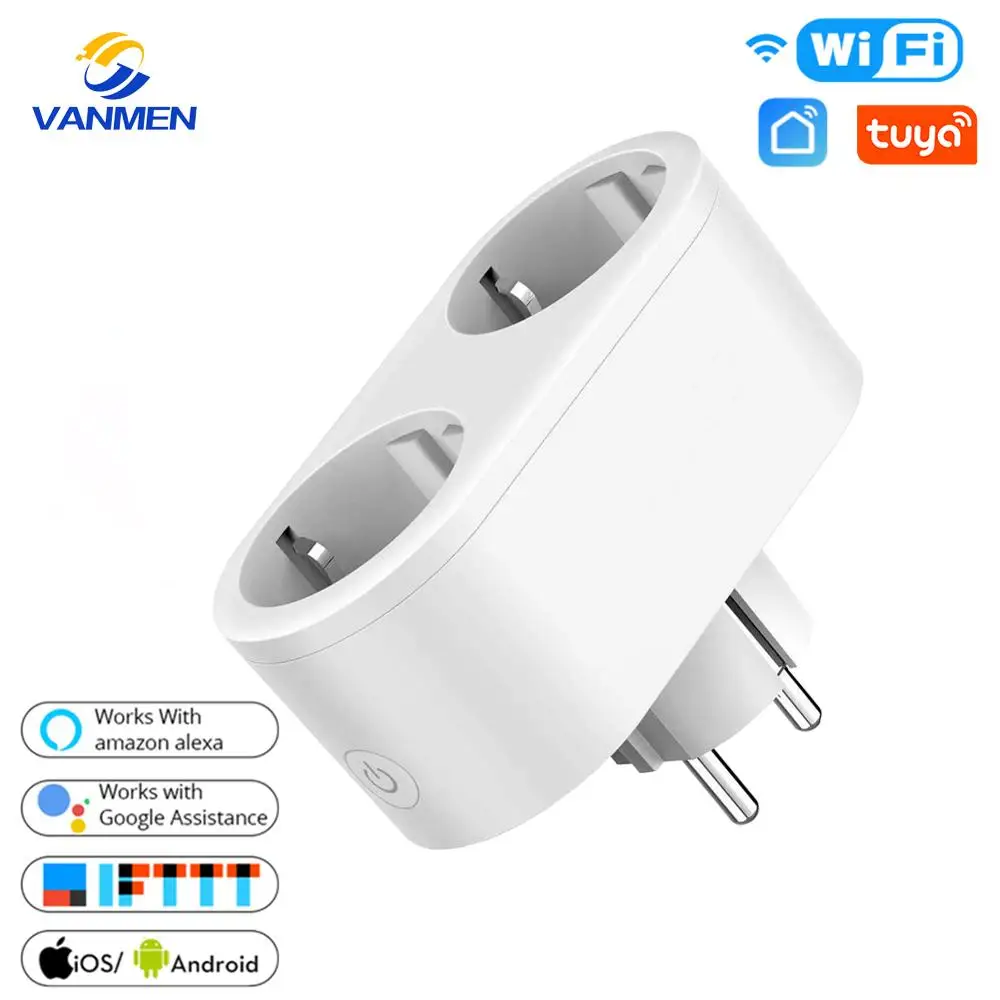 Smart WIFI Socket Tuya 16A Dual Outlet EU PlugCurrent Detection Smart Home APP Remoten Control Support Google Home/Alexa/Siri
Smart WIFI Socket Tuya 16A Dual Outlet EU PlugCurrent Detection Smart Home APP Remoten Control Support Google Home/Alexa/Siri