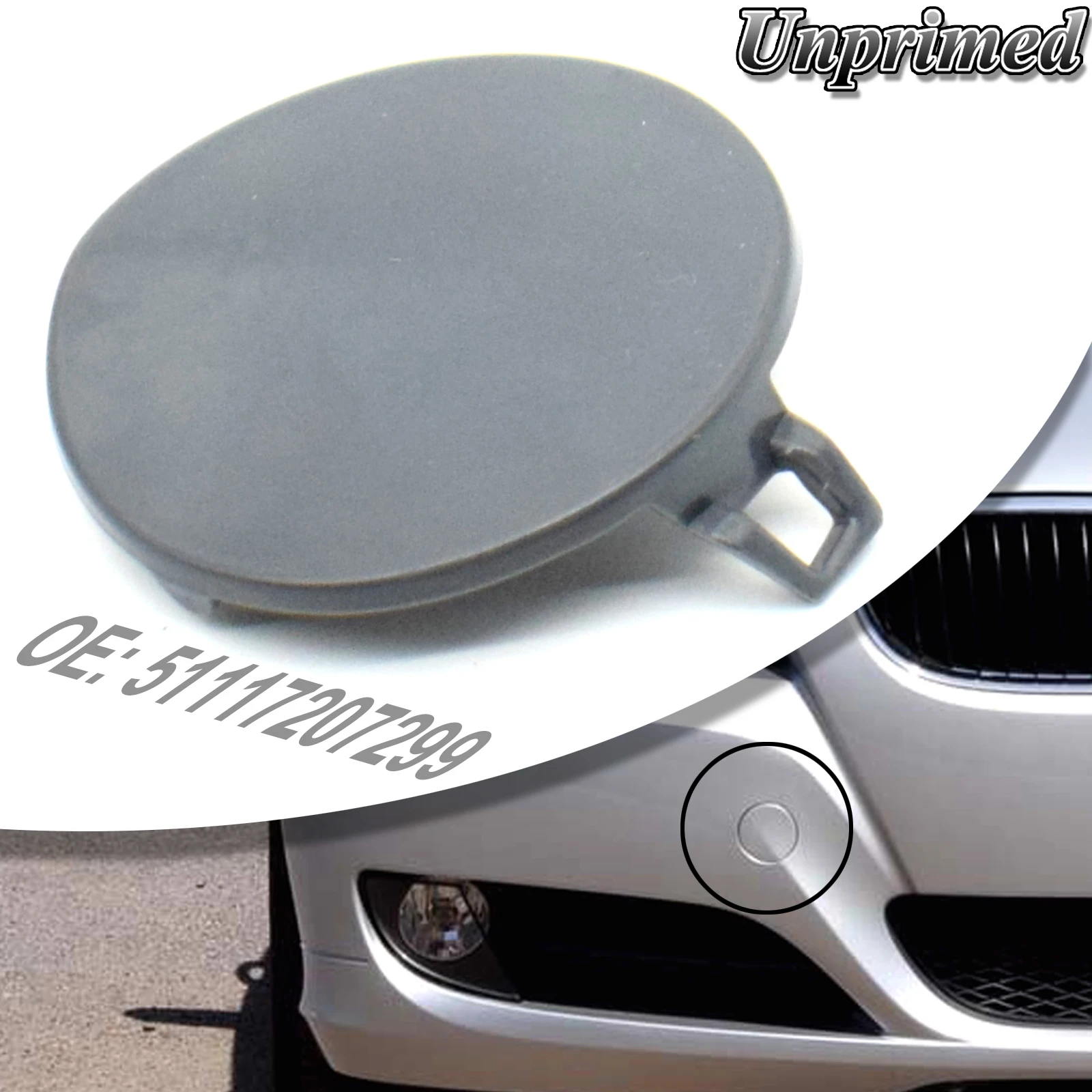 

Front Bumper Tow Eye Hook Cover Lid Trim Unprimed Cap Hook For BMW 3 Series E90 E91 328i 335d 335i 51127207299 Car Accessories