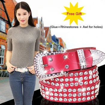 110cm Fashion Rhinestone Genuine Leather Belts For Women Luxury Alloy Pin Buckle Strap Quality Crystal Cow Skin Belt For Jeans
110cm Fashion Rhinestone Genuine Leather Belts For Women Luxury Alloy Pin Buckle Strap Quality Crystal Cow Skin Belt For Jeans