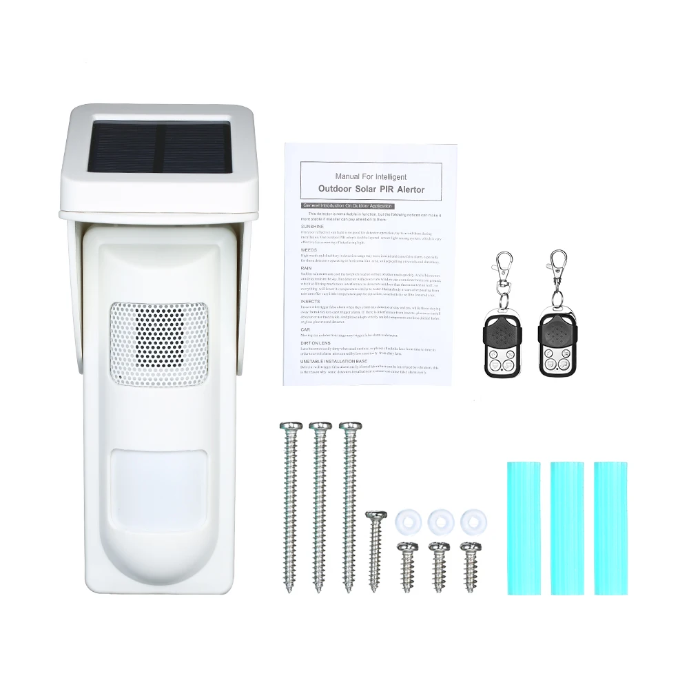 Solar Powered Dual Infrared Motion Sensor Detector Siren Strobe Alarm System Waterproof Wireless PIR Sensor Detector
Solar Powered Dual Infrared Motion Sensor Detector Siren Strobe Alarm System Waterproof Wireless PIR Sensor Detector