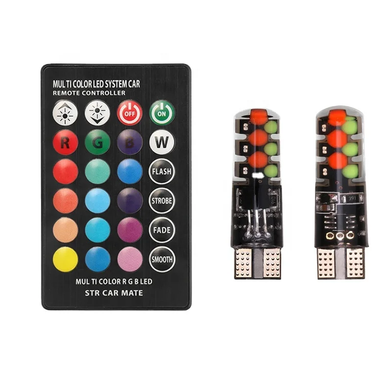 2pcs T10 w5w RGB LED Bulb 12SMD COB canbus 194 168 Car With Remote Controller Flash/Strobe Reading Wedge Light Clearance lights
2pcs T10 w5w RGB LED Bulb 12SMD COB canbus 194 168 Car With Remote Controller Flash/Strobe Reading Wedge Light Clearance lights
